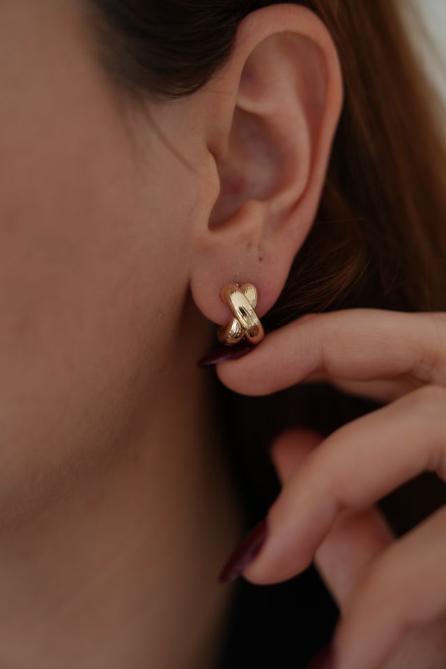 Halka Model Gold Renk Vip Küpe