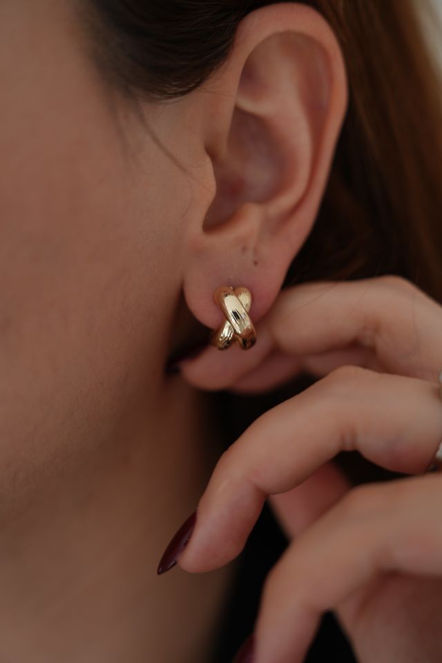 Halka Model Gold Renk Vip Küpe