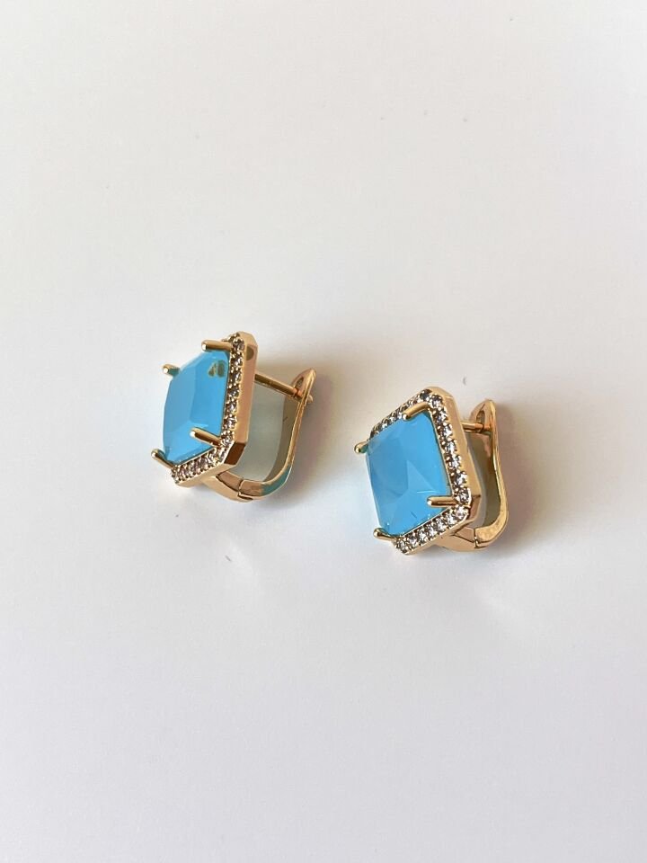 Gold Tasarım Taşlı Küpe