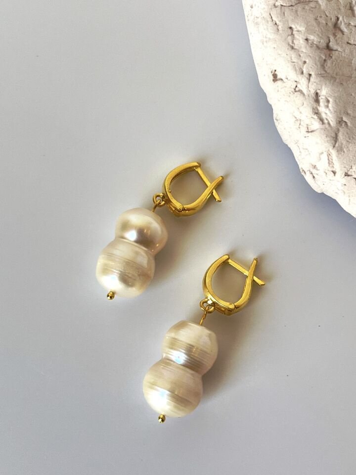 Barok Gerçek İnci Küpe (925 Ayar Gümüş)