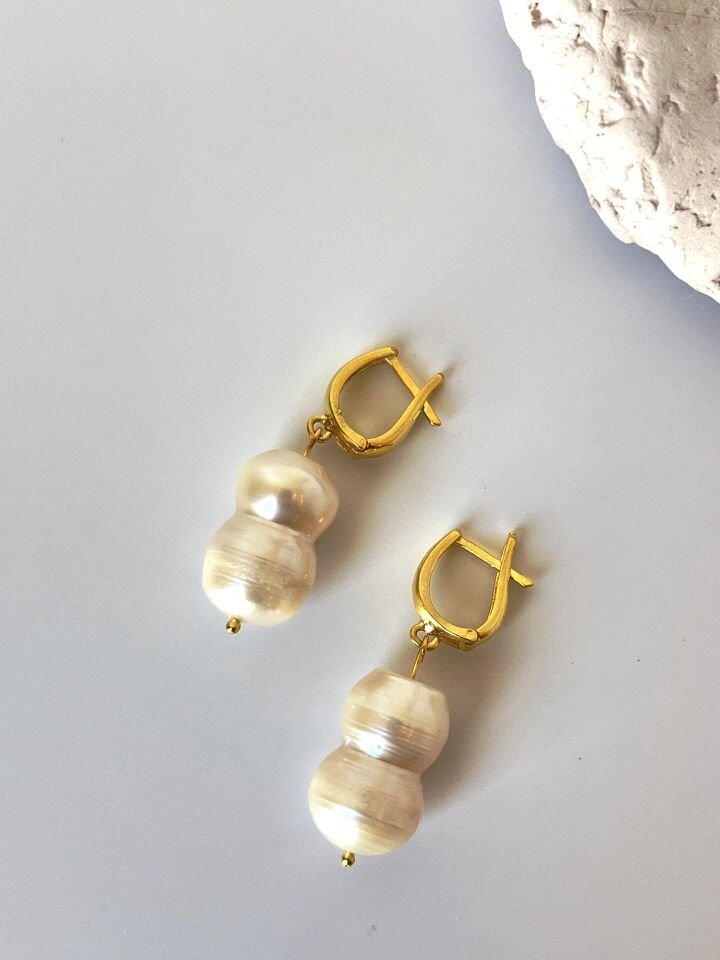 Barok Gerçek İnci Küpe (925 Ayar Gümüş)