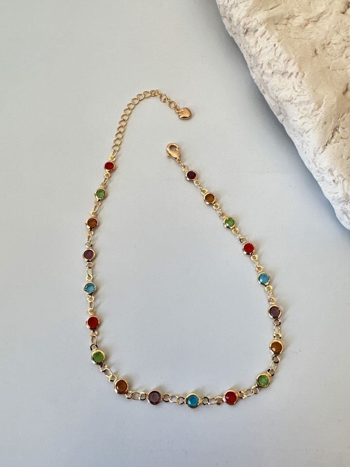 Zirkon Taş Detaylı Renkli Halhal