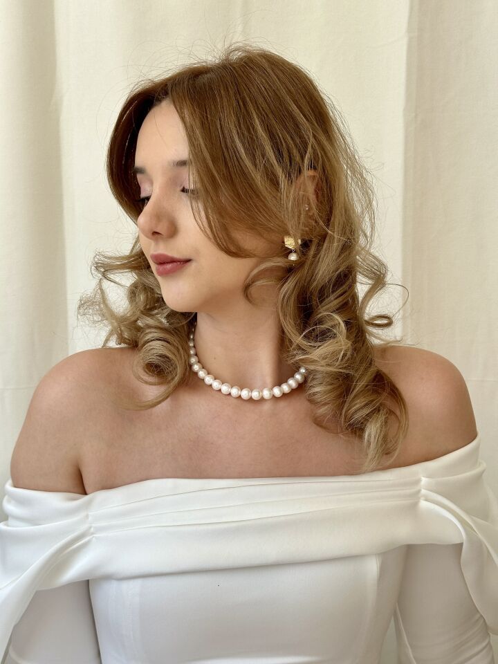 Freya Gerçek İnci Gelin Takı Seti (Kolye + Küpe + Bileklik)