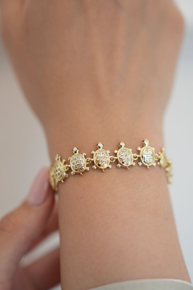 Kaplumbağa Model Gold Bileklik