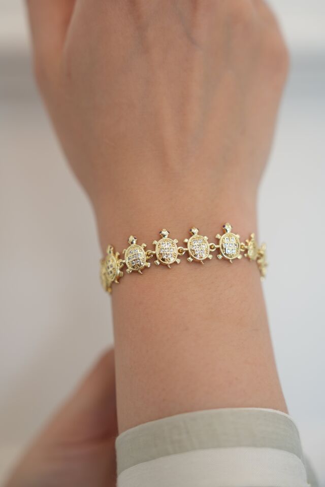 Kaplumbağa Model Gold Bileklik