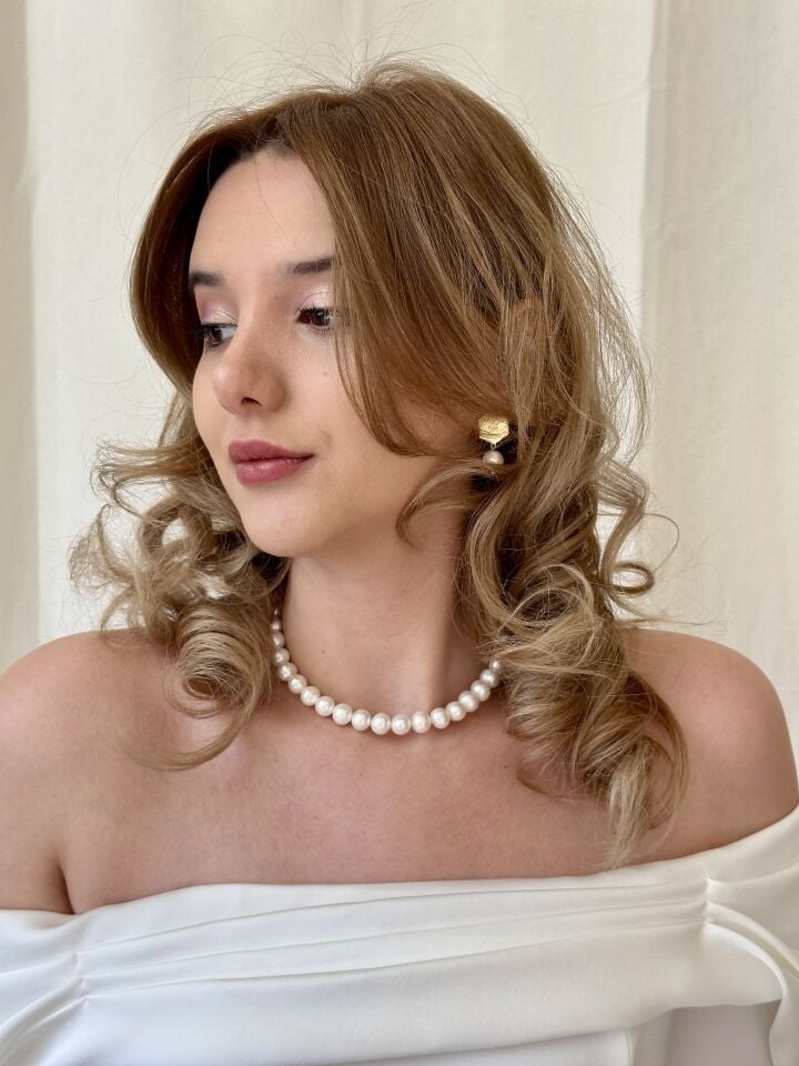 Freya Gerçek Oval İnci Gelin Kolyesi