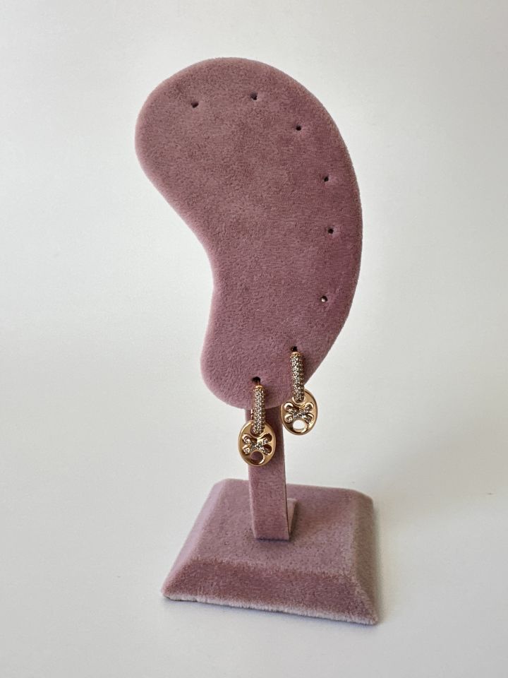 Zirkon Taş Detaylı Mini Sallantılı Gold Çelik Küpe
