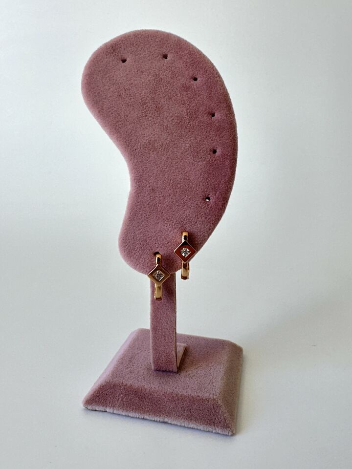 Zirkon Taş Detaylı Mini Gold Çelik Küpe