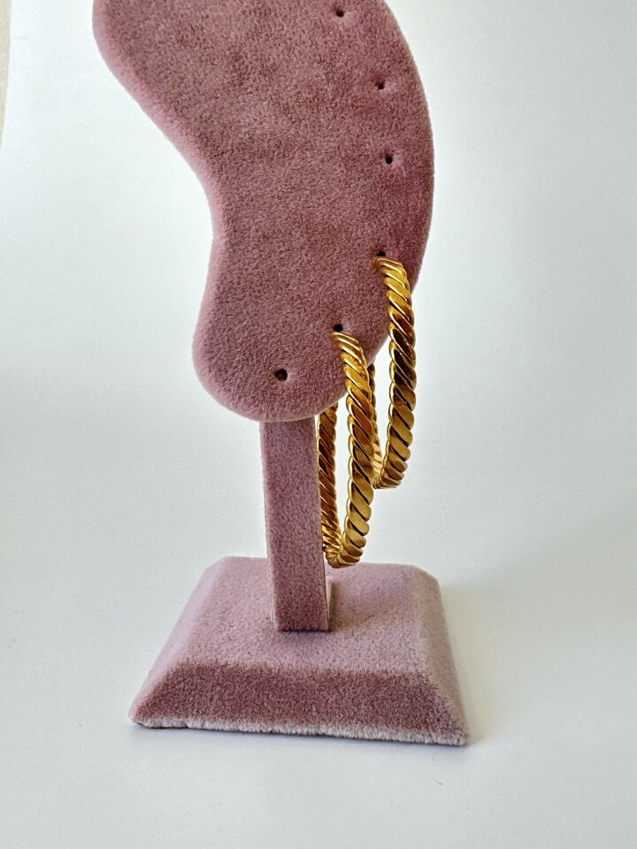 Burgu Model Gold Çelik Halka Küpe