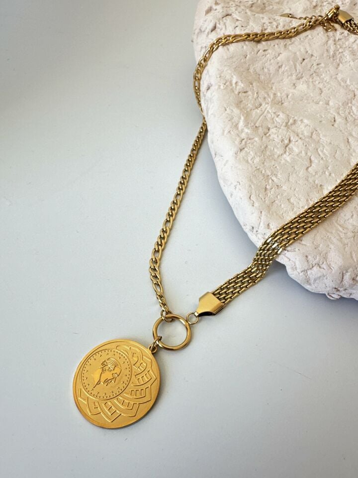 Tasarım Gold Çelik Kolye