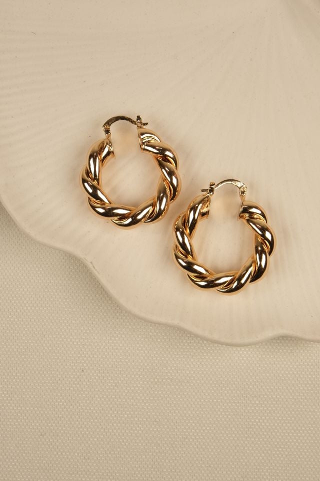 Burgu Model Gold Çelik Halka Küpe