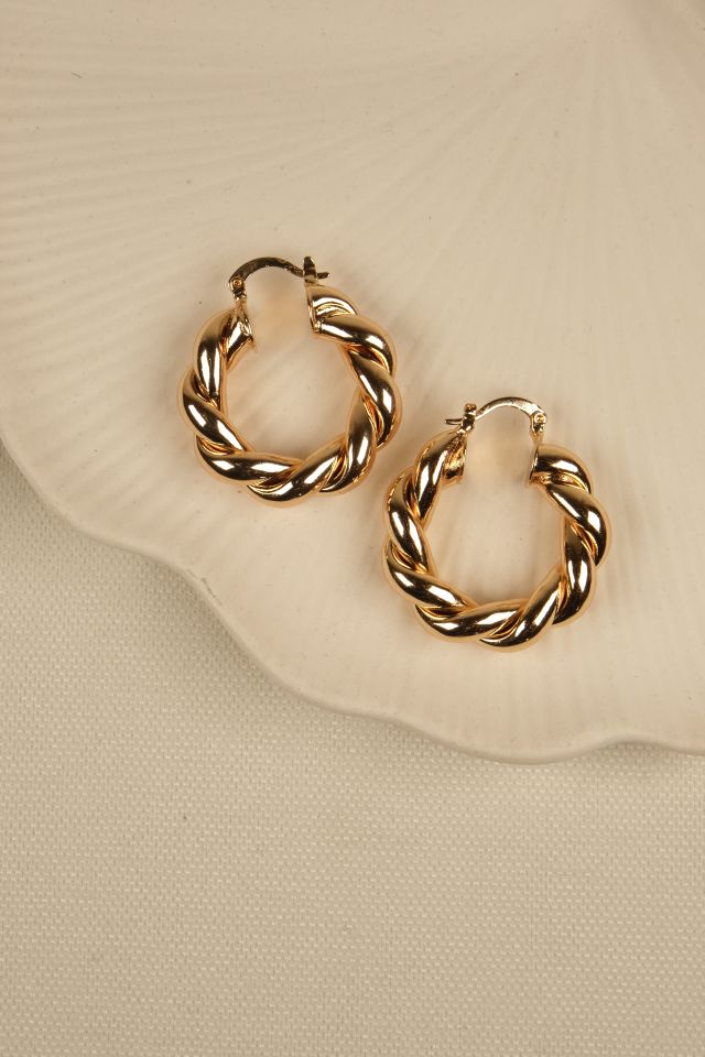 Burgu Model Gold Çelik Halka Küpe