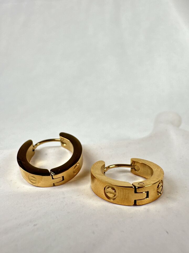 Mini Çelik Gold Halka Küpe