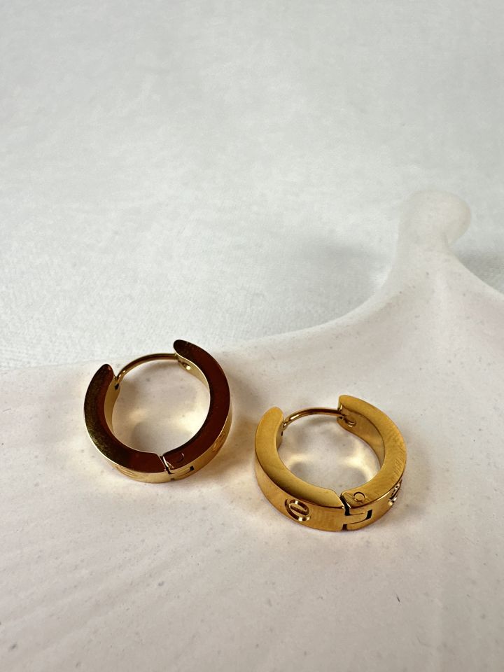 Mini Çelik Gold Halka Küpe