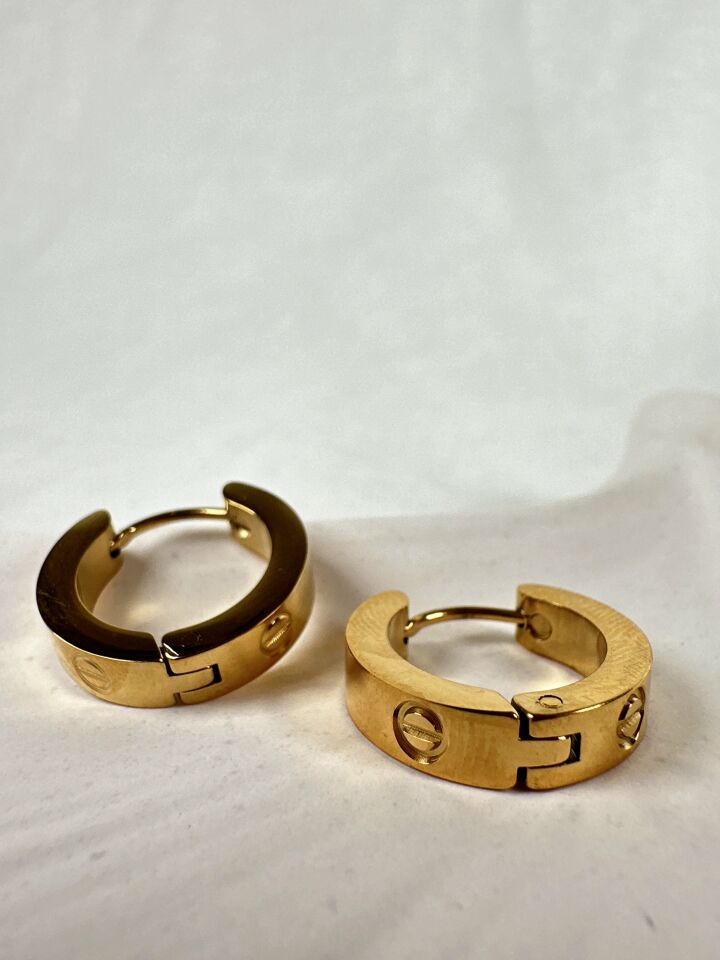 Mini Çelik Gold Halka Küpe