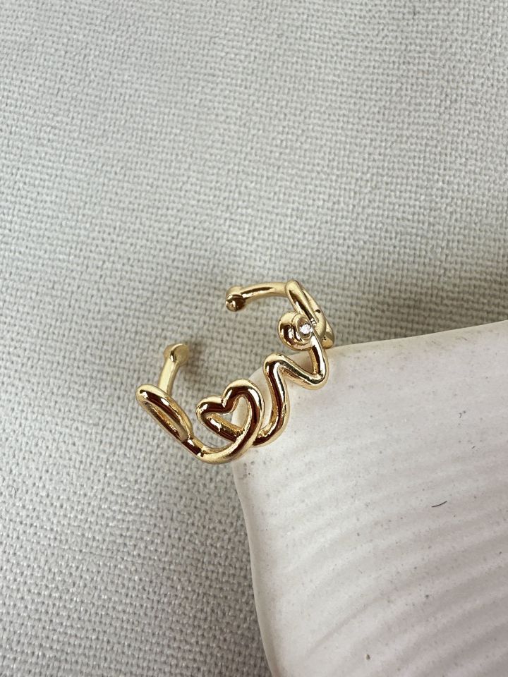 Zirkon Taş Detaylı Love Yüzük