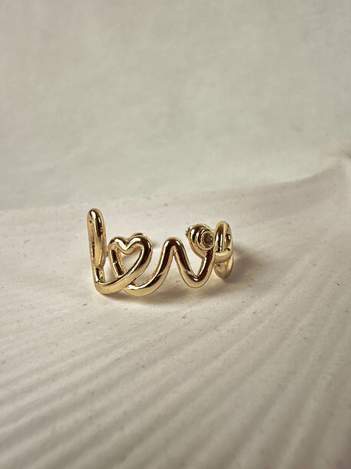 Zirkon Taş Detaylı Love Yüzük