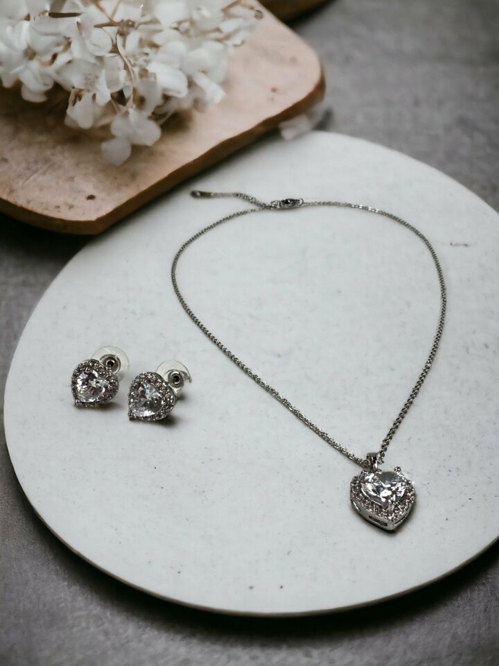 Heart Kolye ve Küpe Set