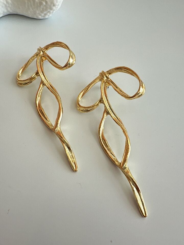 Çelik Fiyonk Gold Küpe