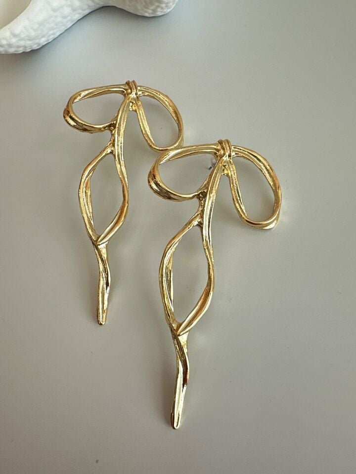 Çelik Fiyonk Gold Küpe