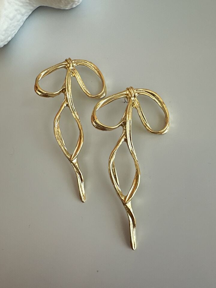 Çelik Fiyonk Gold Küpe