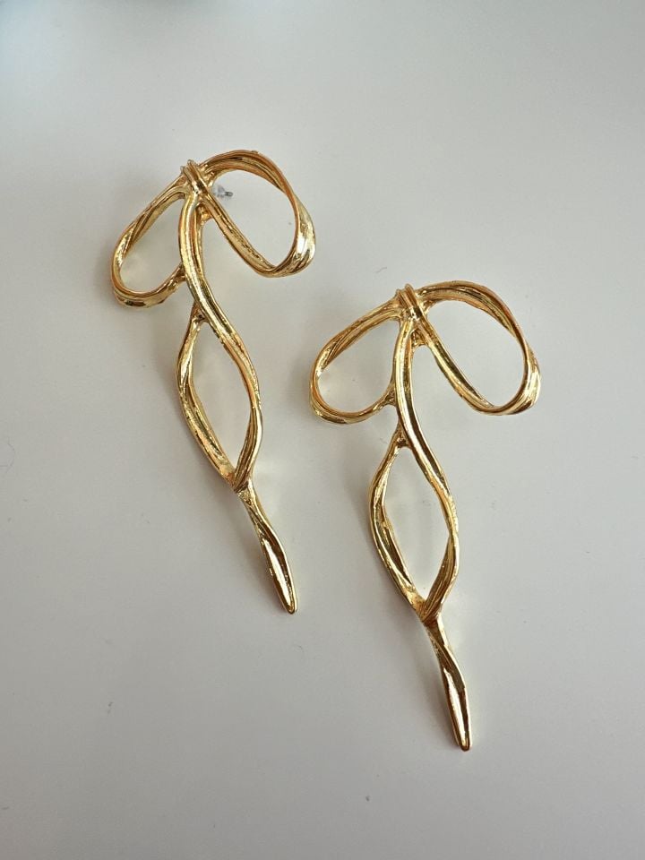 Çelik Fiyonk Gold Küpe