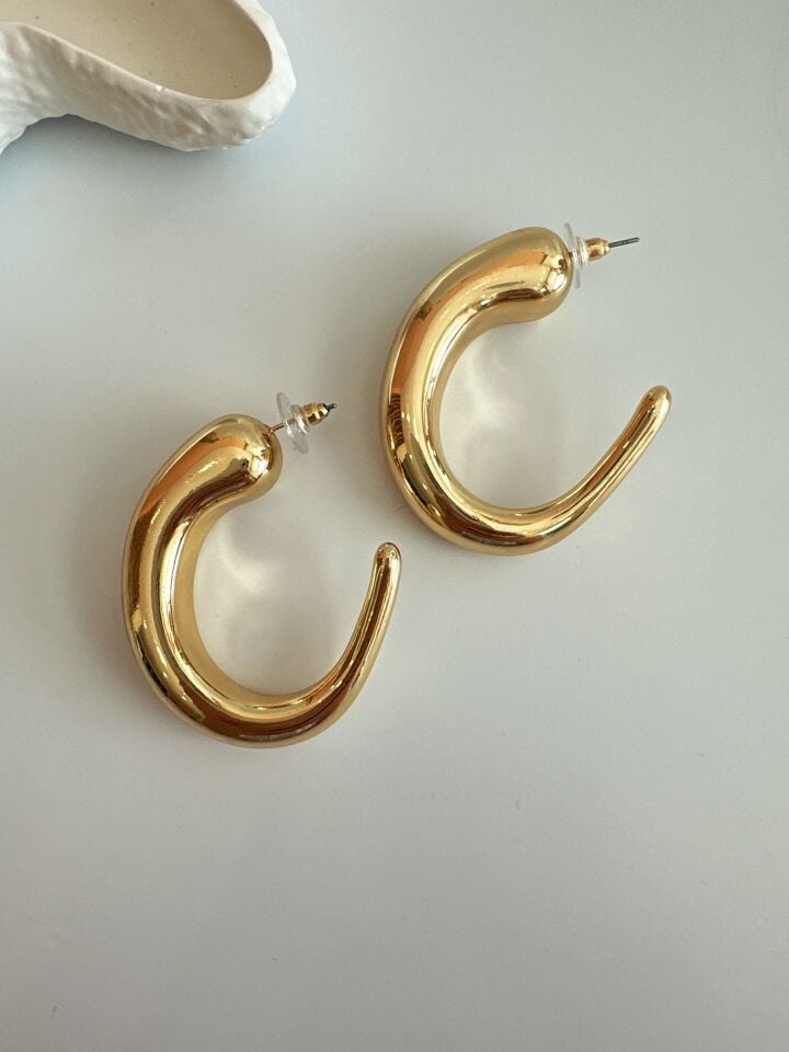 Vip Kalın Büyük Gold Küpe