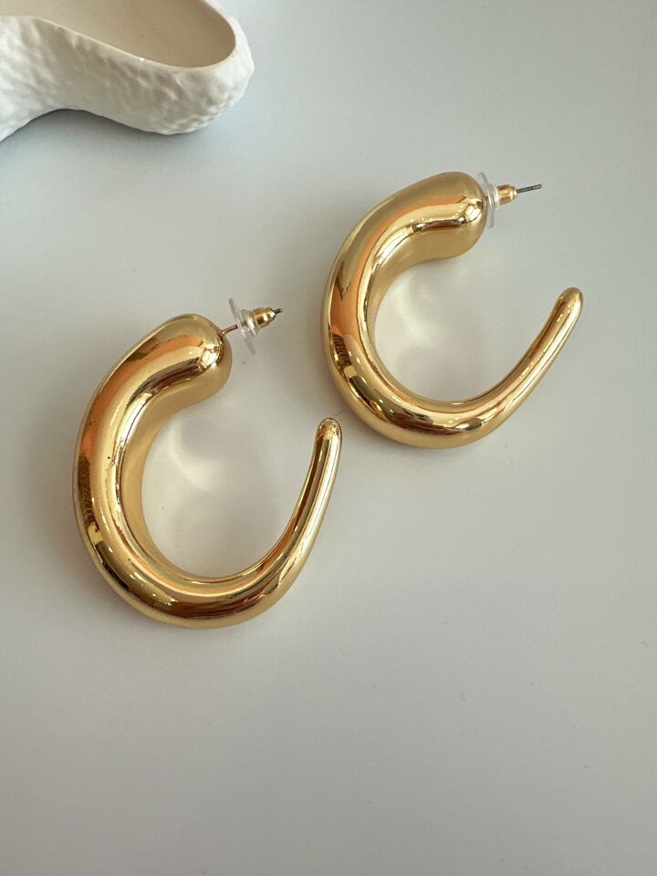 Vip Kalın Büyük Gold Küpe