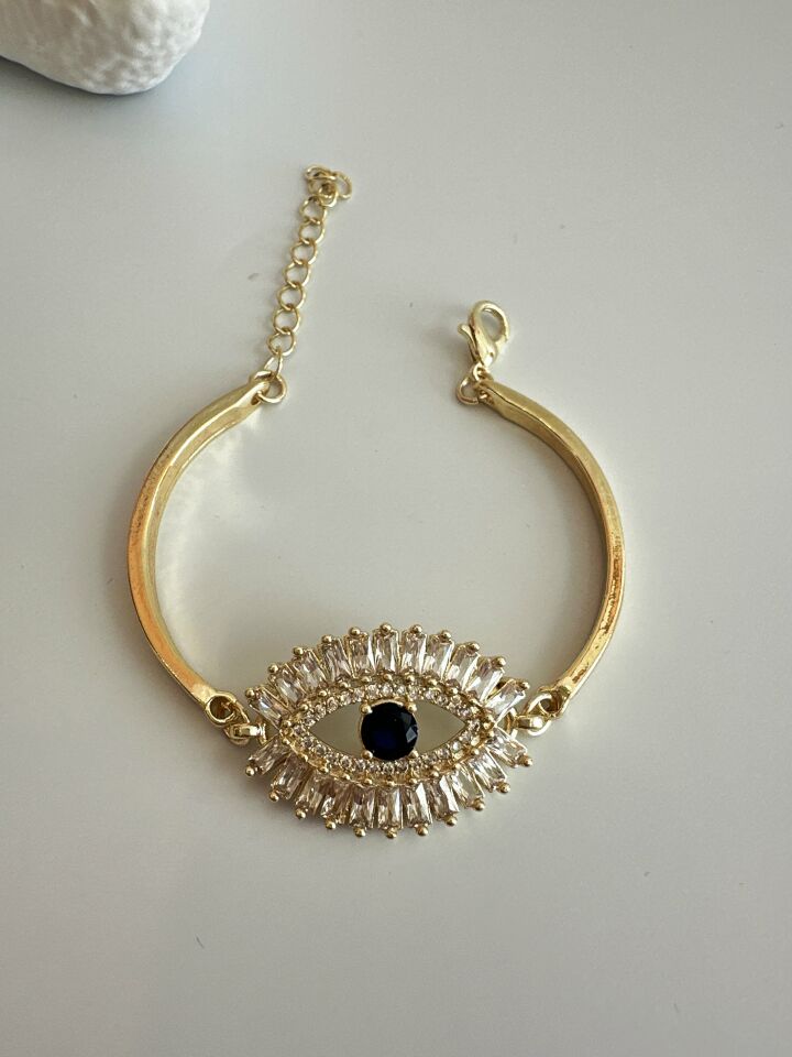 Vip Büyük Göz Figürlü Gold Bileklik