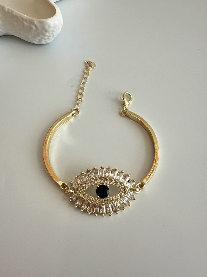 Vip Büyük Göz Figürlü Gold Bileklik