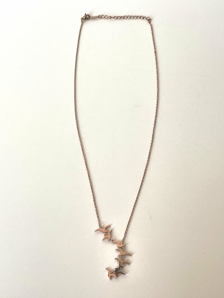 Rosegold Kuş Desenli Çelik Kolye