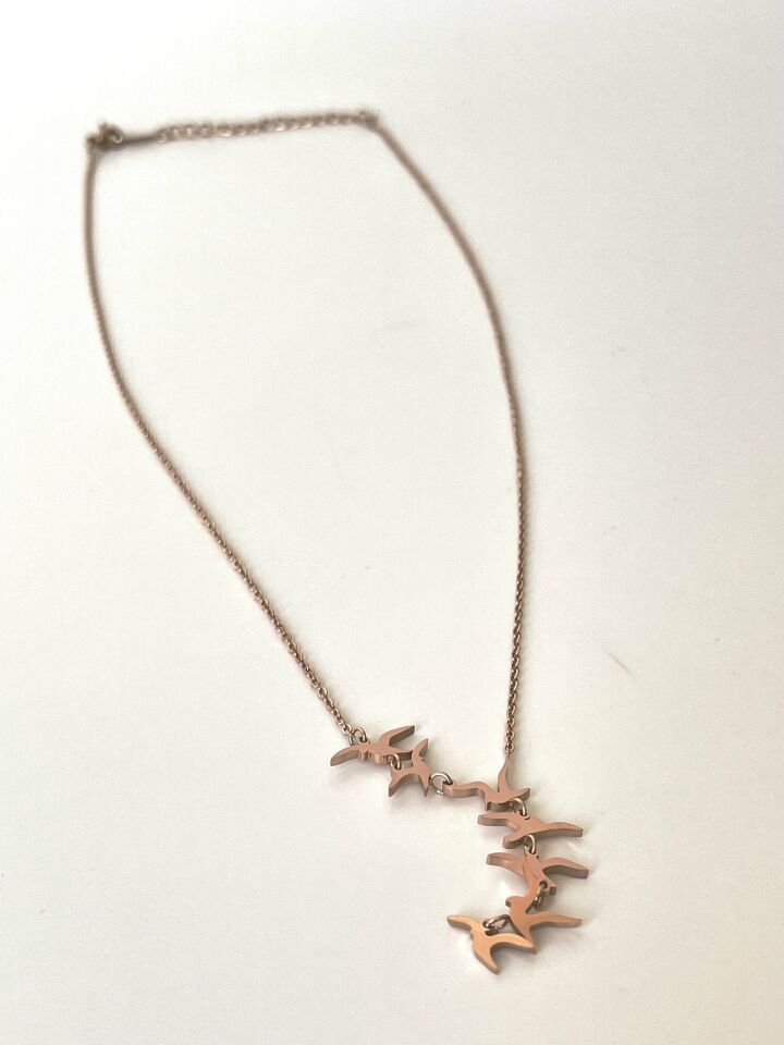 Rosegold Kuş Desenli Çelik Kolye