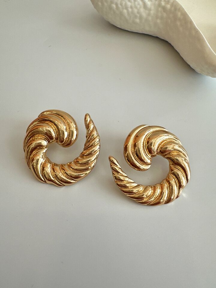 Vip Burgu Büyük Gold Halka Küpe