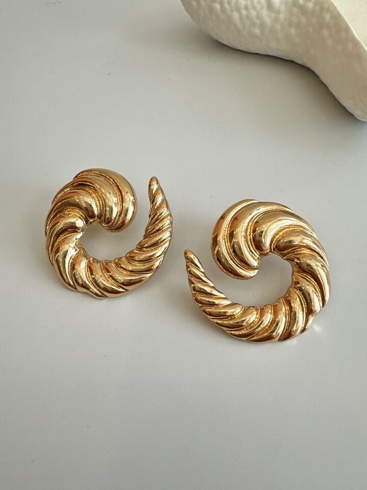 Vip Burgu Büyük Gold Halka Küpe