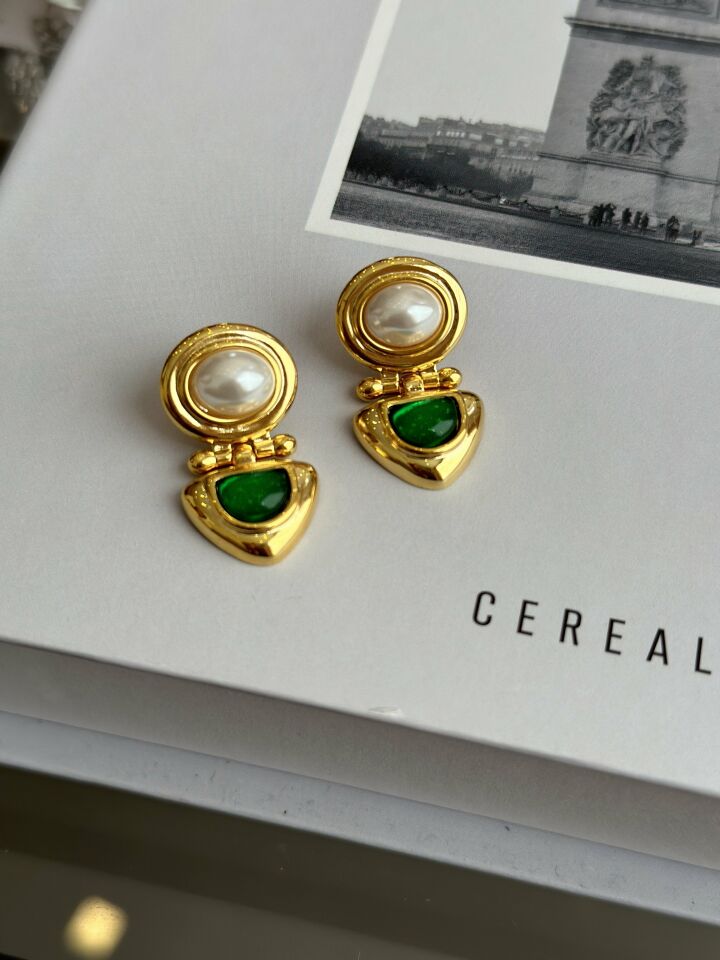 İnci Detaylı Vip Gold Küpe