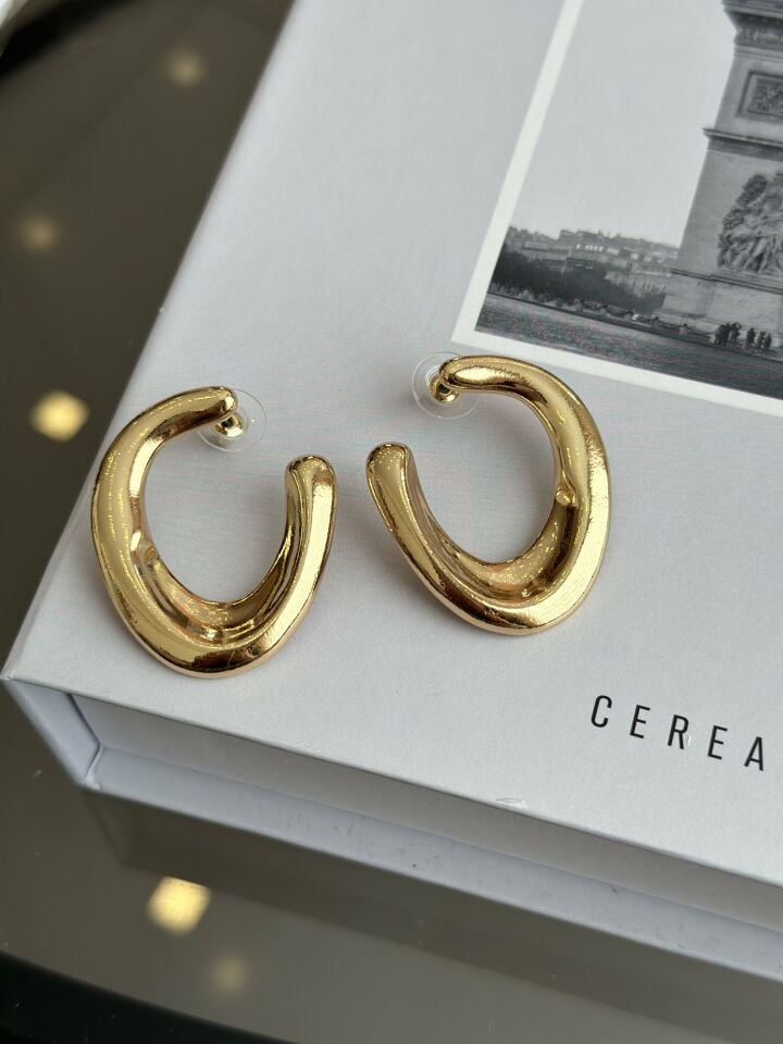 Gold Renk Halka Model Kadın Vip Küpe