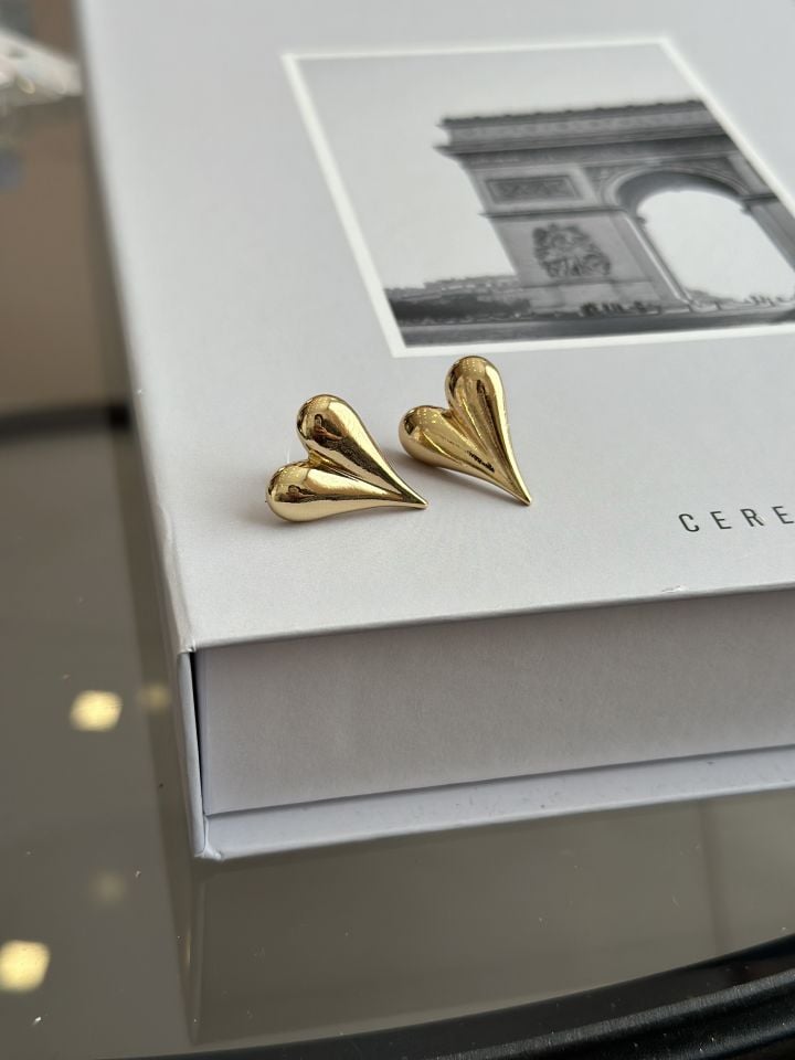 Gold Renk Kalp Model Kadın Küpe