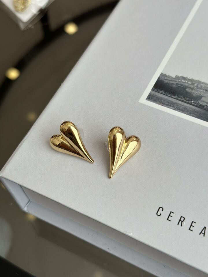 Gold Renk Kalp Model Kadın Küpe