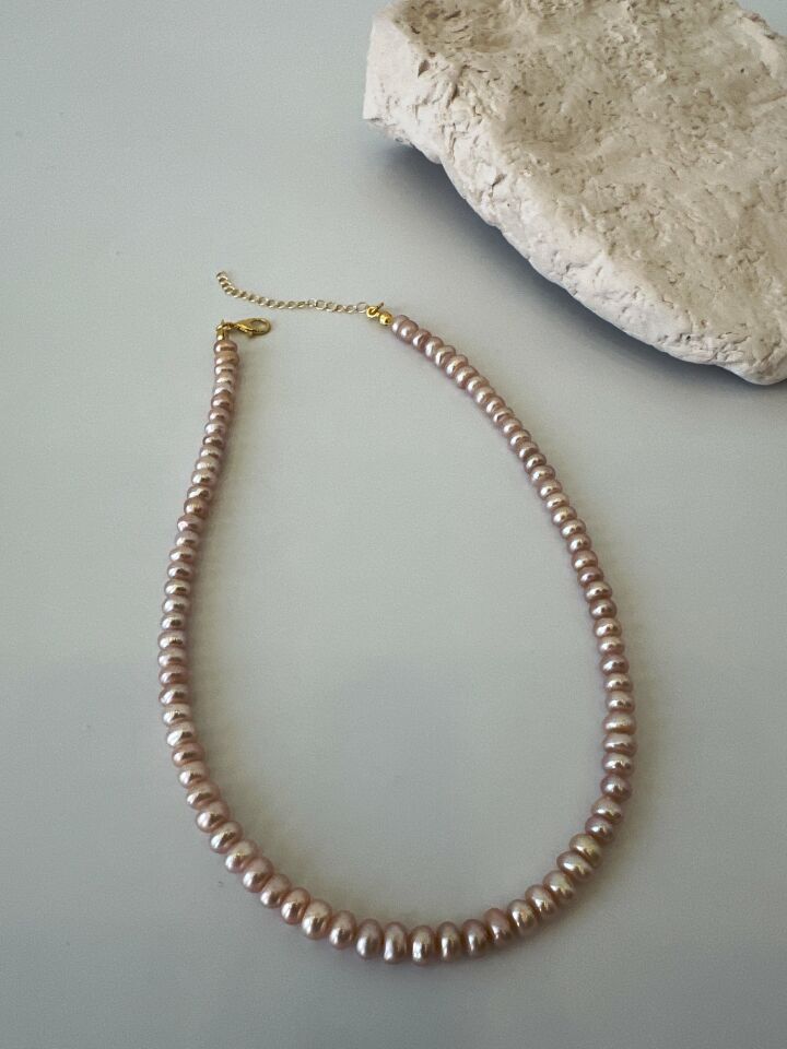 Şafak Pembe İnci Kolye Bileklik ve Küpe Set