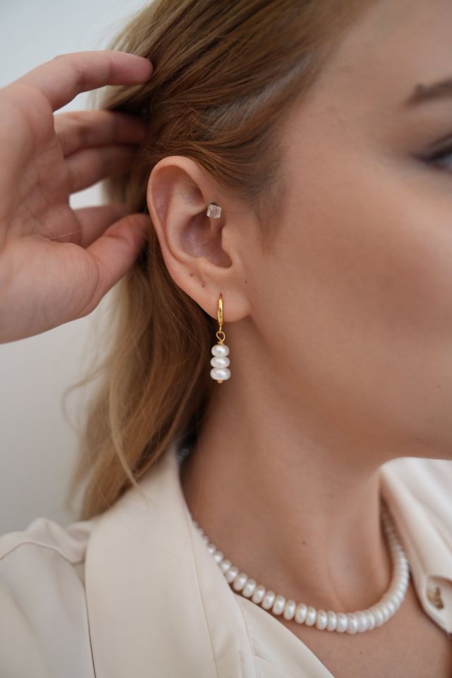 Diana Model Gerçek İnci Küpe