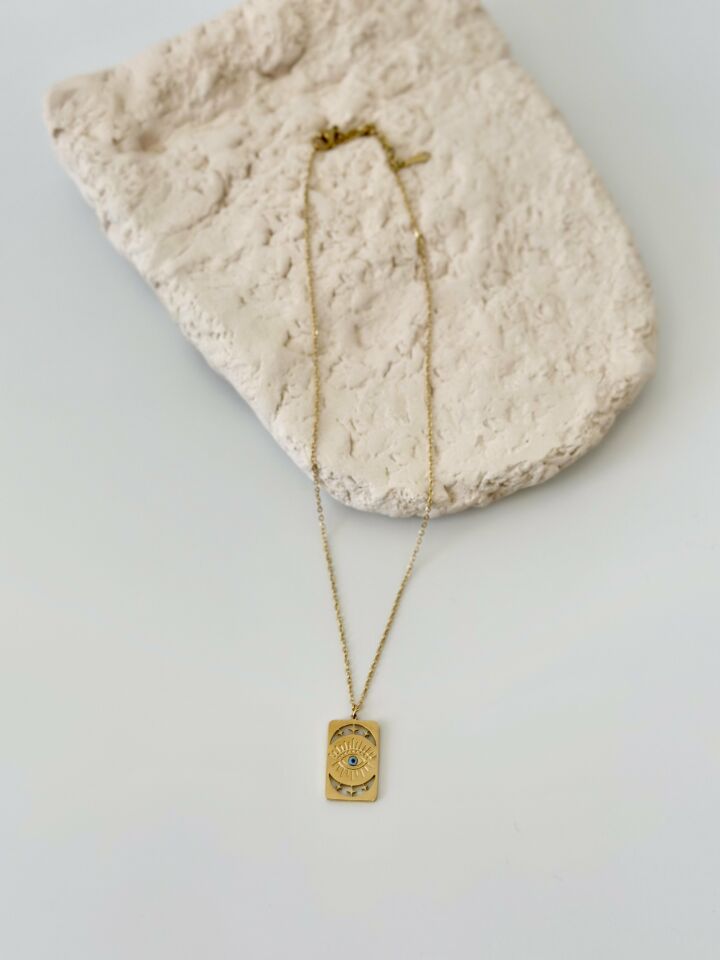 Antik Sarı Çelik Gold Kolye