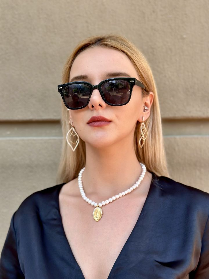 Zirkon Taşlı Meryem Ana Model Gerçek İnci Kolye
