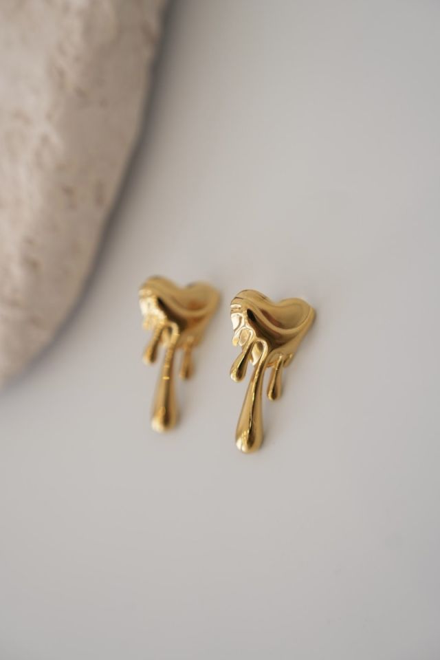 Akan Kalp Model Çelik Küpe (Gold)