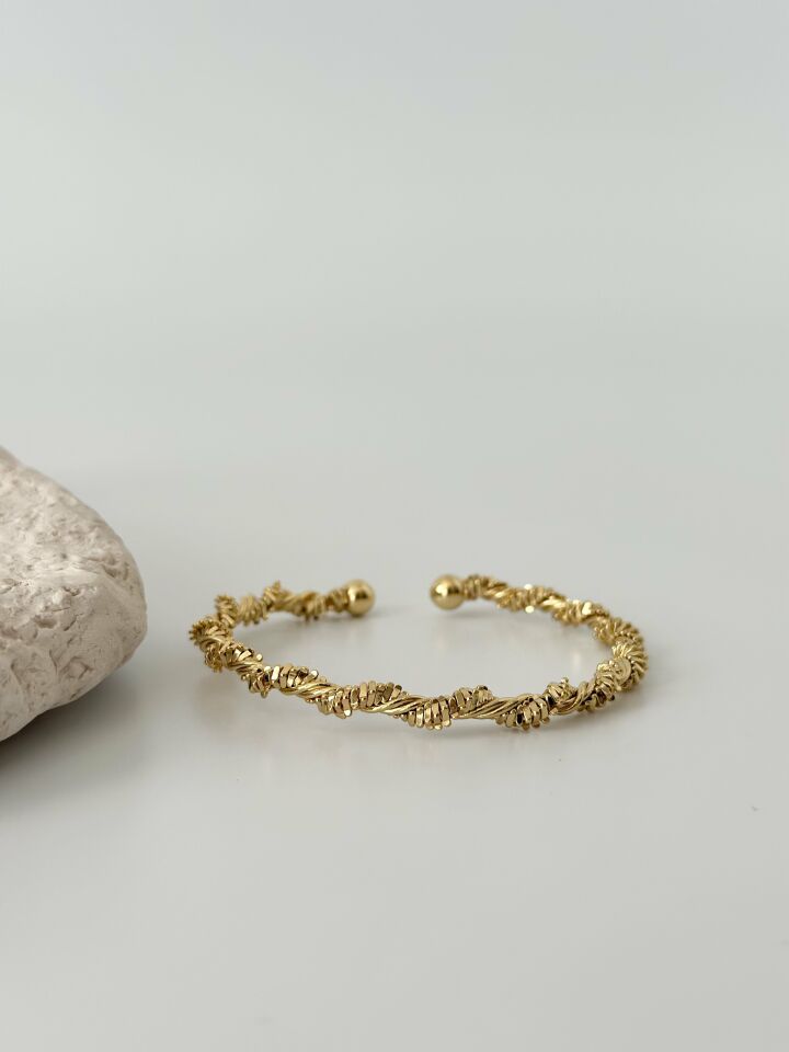 Çelik Gold Renk Sarmal Dorika Model Kadın Bileklik