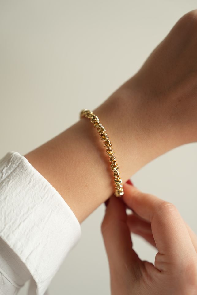 Çelik Gold Renk Sarmal Dorika Model Kadın Bileklik
