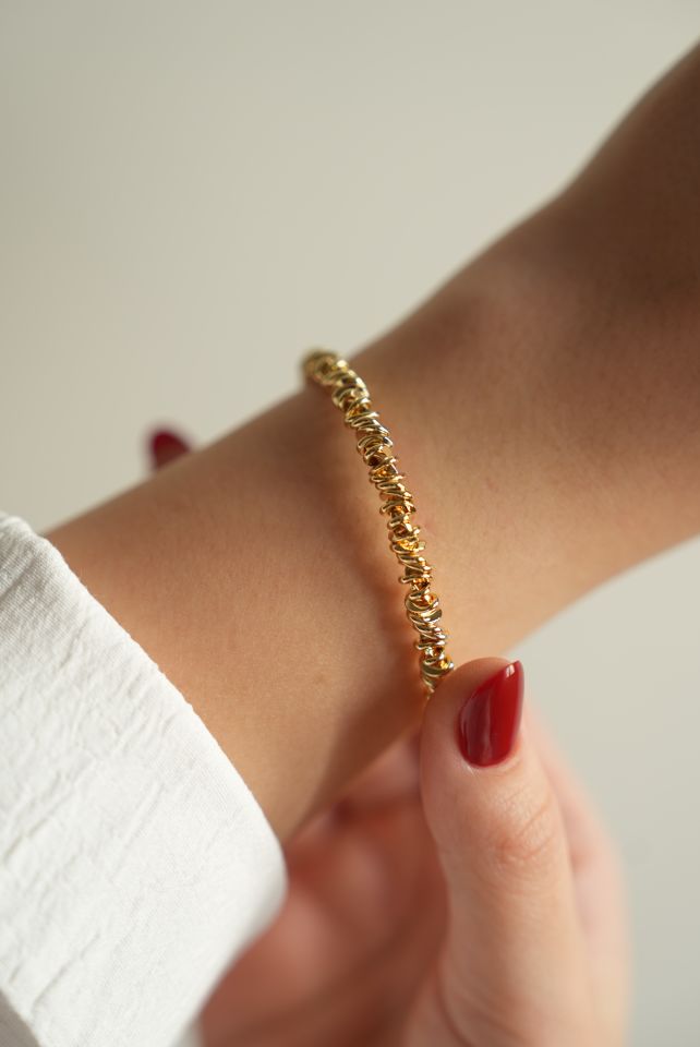 Çelik Gold Renk Sarmal Dorika Model Kadın Bileklik