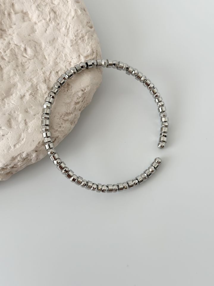 Gümüş Renk Oval Detaylı Bileklik
