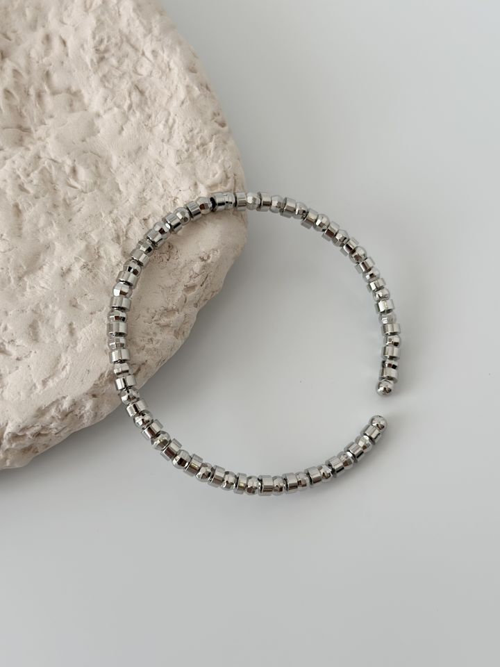 Gümüş Renk Oval Detaylı Bileklik