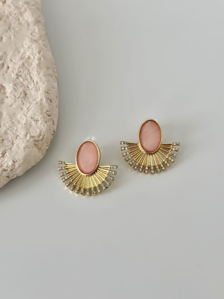 Pembe Zirkon Taşlı Vip Küpe