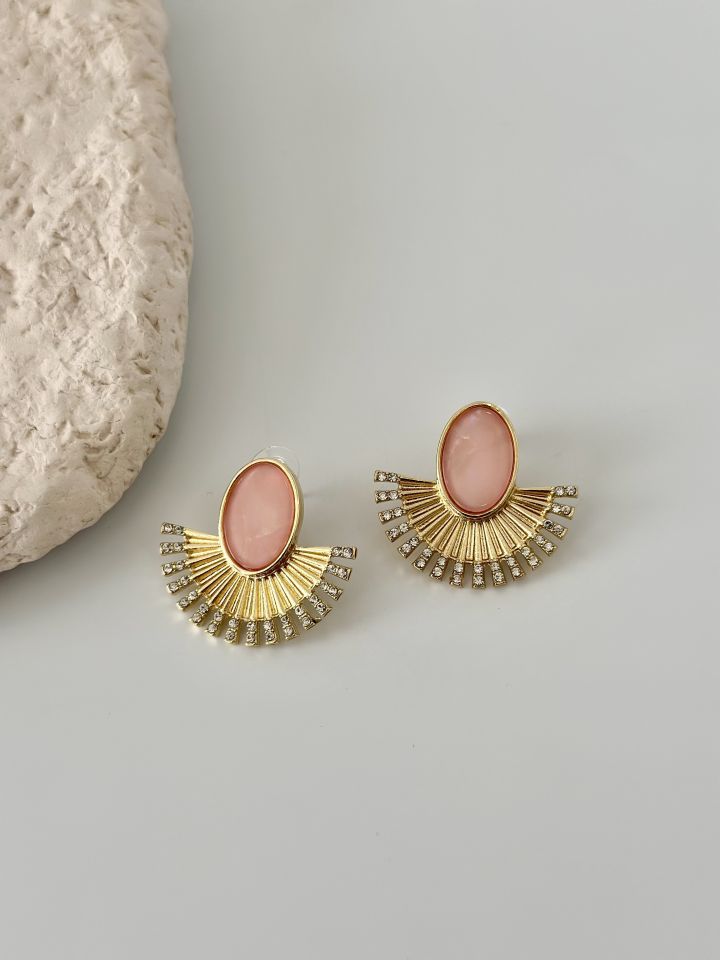 Pembe Zirkon Taşlı Vip Küpe